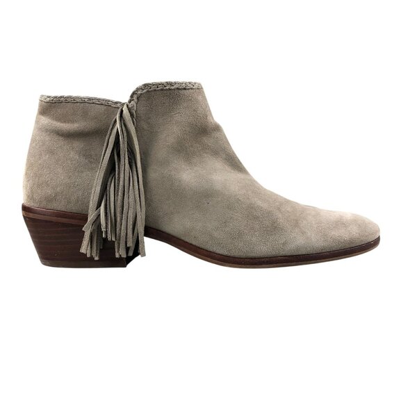 Sam Edelman Women's Size 9.5M Paige Taupe Brown Leather Fringe Ankle Booties - Picture 1 of 15